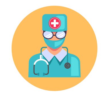Doktor asistanı Avatar düz stil basit tasarım konsepti. Vektör karikatür grafik illüstrasyonu