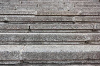 Concrete gray staircase in a horizontal plane frontal view