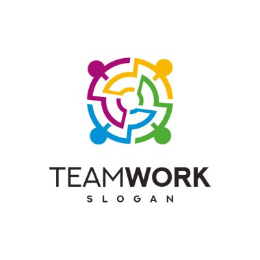 Teamwork people logo template vector icon Illustration
