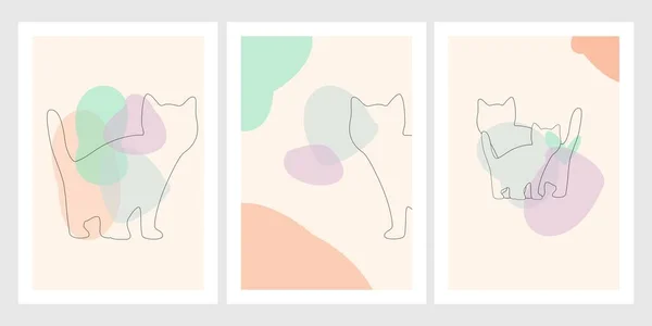 Современное Абстрактное Искусство Кошки Настенного Искусства Бохо Животноводство Фоне Геометрических — стоковый вектор