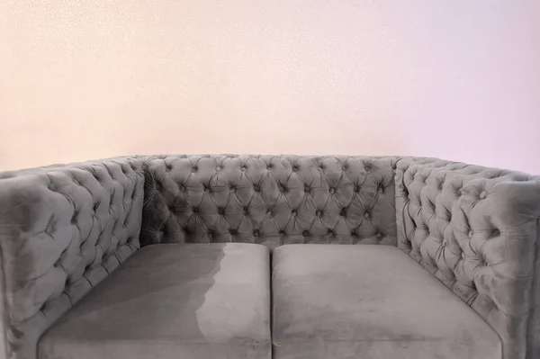 Nebelgraues Sofa Wird Aus Der Nähe Mit Der Klareren Textur — Stockfoto