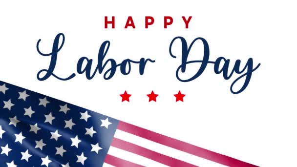 Feliz Día Trabajo Con Diseño Bandera Americana Pantalla Verde Adicional — Vídeo de stock