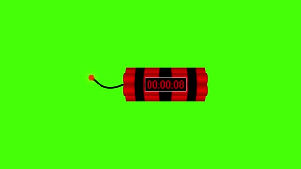 Animación Explosión Bomba Tnt Con Tiempo Segundos Pantalla Verde — Vídeo de stock
