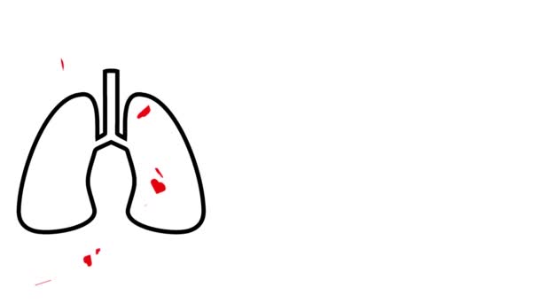 Symbol Płuca Sercem Miłość Płuca Miejsca Kopiowania — Wideo stockowe