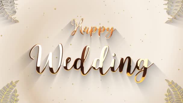 Щасливе Весілля Золотою Темою Порожнім Простором Розміщення Фотографій Пари — стокове відео