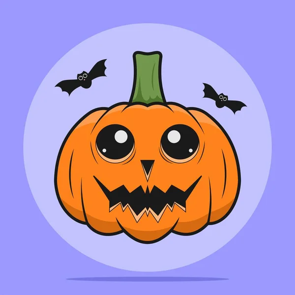 Lindo Vector Calabaza Con Murciélagos Para Las Necesidades Halloween — Vector de stock