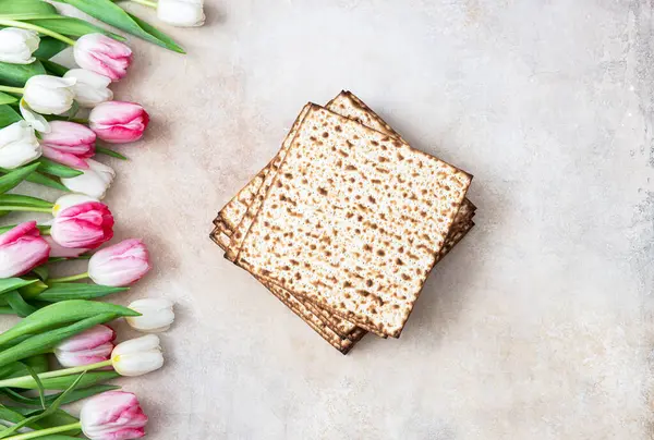 Yahudi Tradisional Kosher Matzo Untuk Paskah Konsep Perayaan Pesah Liburan Stok Lukisan  