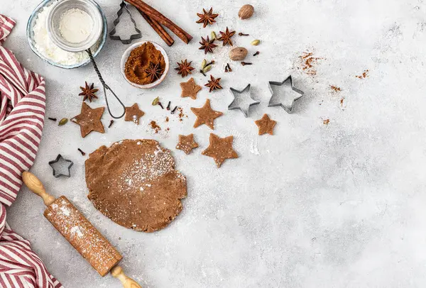 Baking Ingredients Christmas Holiday Traditional Gingerbread Cookies Stok Lukisan  