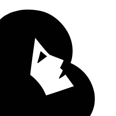 Minimalist kadın avatarı. Soyut tarzda en az kübizm yüzü. Modern poster için siyah ve beyaz tasarım, modern duvar sanat dekoru, kumaş için baskı, boyalı insanlar arka plan