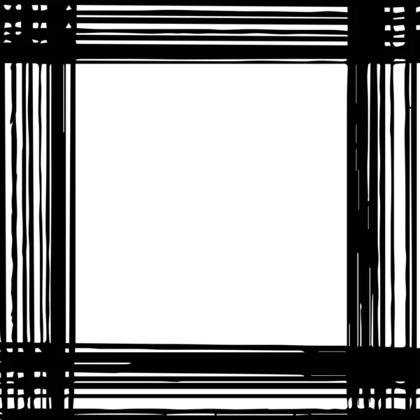 磨擦正方形抽象油墨框 有笔触的时髦设计 被白色背景隔离 — 图库矢量图片