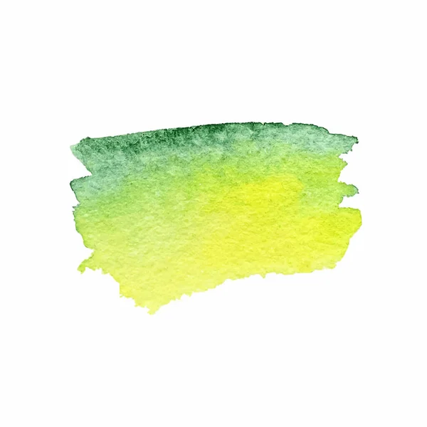 緑色の黄色の水彩手描きの紙の質感の汚れ 水ぬれたブラシは デザイン スクラップブック カバー テンプレートの抽象的な芸術的な要素をペイント — ストックベクタ