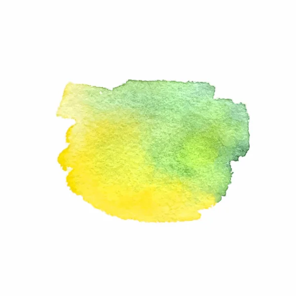 Verde Amarillo Acuarela Dibujado Mano Mancha Textura Papel Agua Pincel — Vector de stock