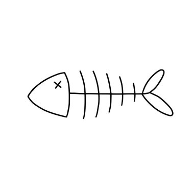 Beyaz arkaplanda balık iskeleti simgesi
