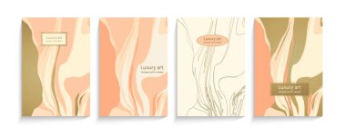 Soyut, zarif mermer desen seti. Zarif pastel desenli lüks vektör arkaplan koleksiyonu, kapak için altın renk şemaları, davetiye şablonu, düğün kartı tasarımı, menü tasarımı, defter