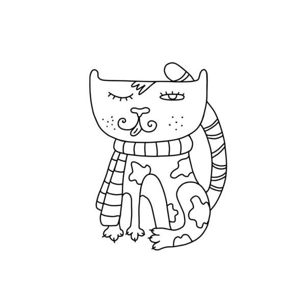 Happy Cat Cartoon Pet Izolované Bílém Pozadí — Stockový vektor