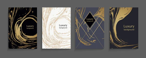 Elite Elegante Gouden Zwart Wit Marmer Patroon Cover Art Design — Stockvector