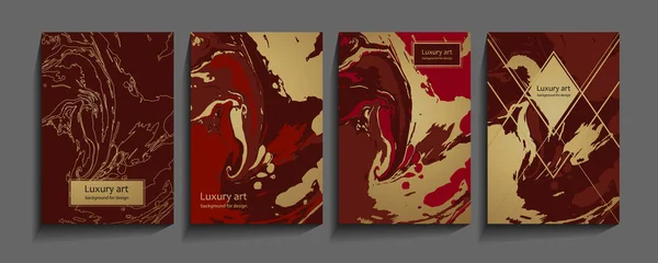 Fundo Moda Luxo Com Padrão Mármore Abstrato Cor Vermelha Dourada — Vetor de Stock