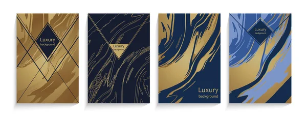 Luxusní Módní Pozadí Abstraktním Digitálním Mramorovým Vzorem Zlaté Černé Blu — Stockový vektor