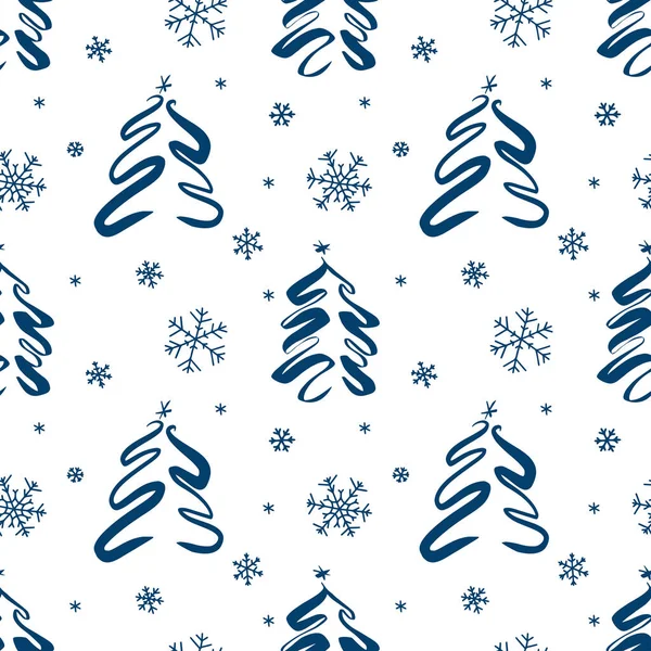 Fundo Natal Sem Costura Com Árvores Natal Decorativas Flocos Neve — Fotografia de Stock