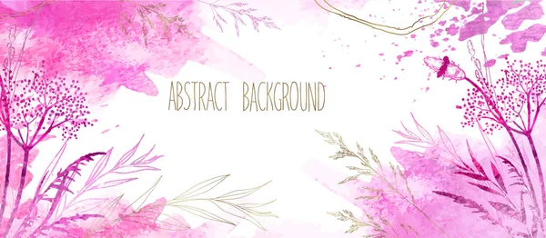 Moderne Abstraktionismus Horizontale Botanische Rosa Hintergrund Vektor Luxuriöse Tapeten Mit — Stockvektor