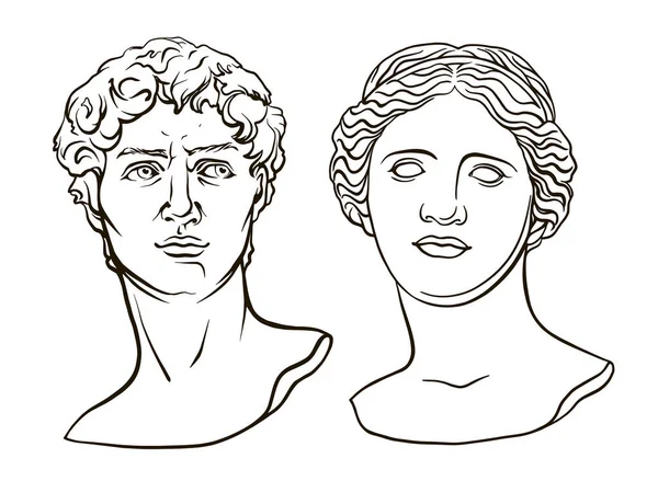 Escultura Clásica Ilustración Dibujada Mano Afrodita Estatua Cabeza Venus Milo — Foto de Stock