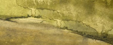 Soyut arka plan kahverengi ve bej renklerde. Tuval üzerine suluboya resim, desenli resim, makro doku. Boya darbeleri, akıntılar, noktalar