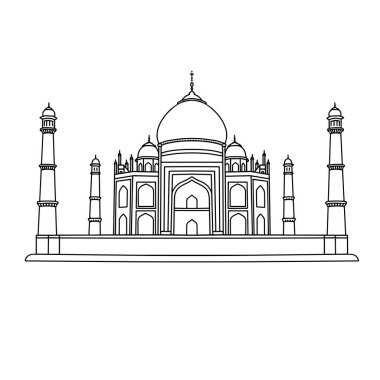 Taj Mahal Hindistan Müslüman tarihi nesnelerin bir parçası El Simge Vektörünü Çizdi.