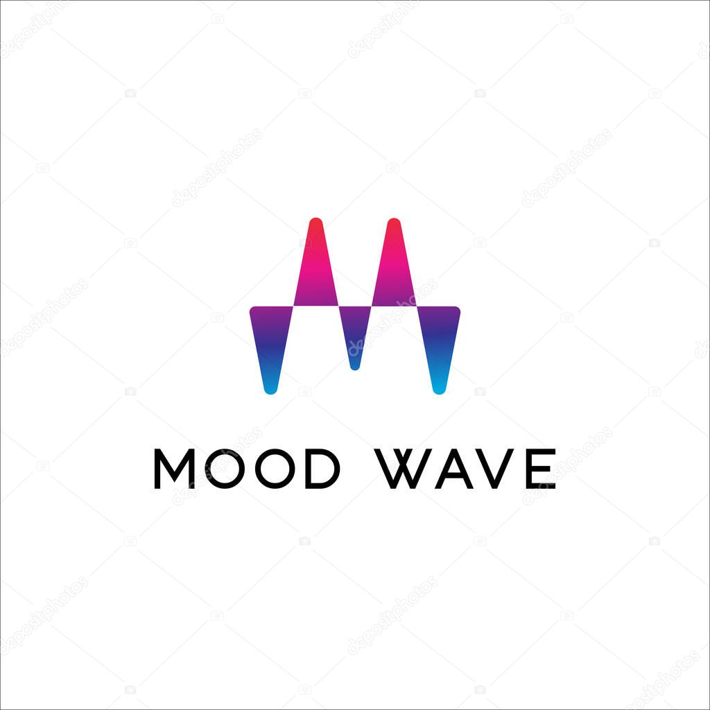 Letter M or MW, Liquid Sound Wave Logo with Multicolor Gradient