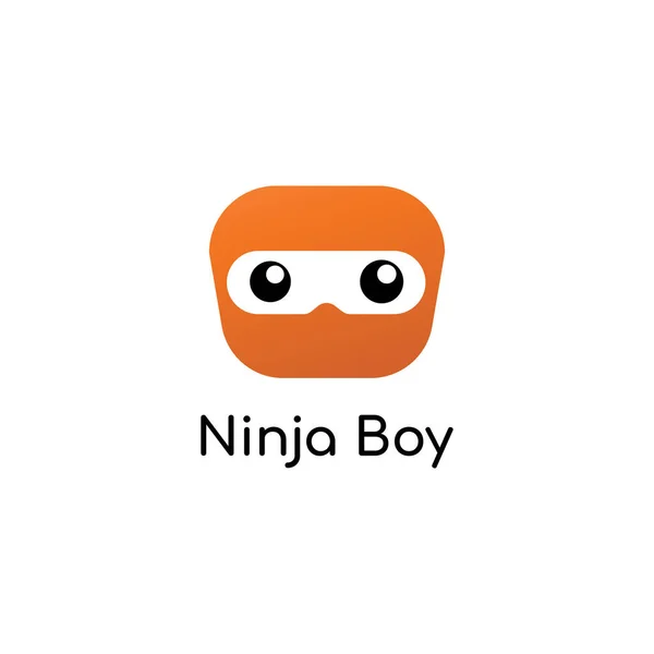 Χαριτωμένο Αγόρι Νίντζα Cartoon Head Logo Concept Χαρακτήρας Υπερήρωα — Διανυσματικό Αρχείο