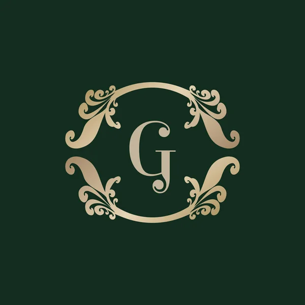 Логотип Буквы Роскошной Декоративной Золотой Рамкой Элег — стоковый вектор