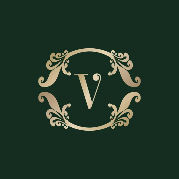 Letra Logotipo Del Alfabeto Con Marco Oro Decorativo Lujo Eleg — Vector de stock
