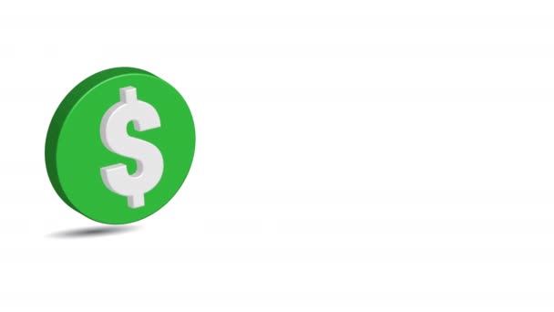 Modello Animazione Video Moneta Verde Con Simbolo Valuta Dollaro Con — Video Stock