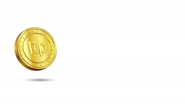Βίντεο Πρότυπο Animation Του Χρυσού Τρισδιάστατου Νομίσματος Rupiah Σύμβολο Νομίσματος — Αρχείο Βίντεο