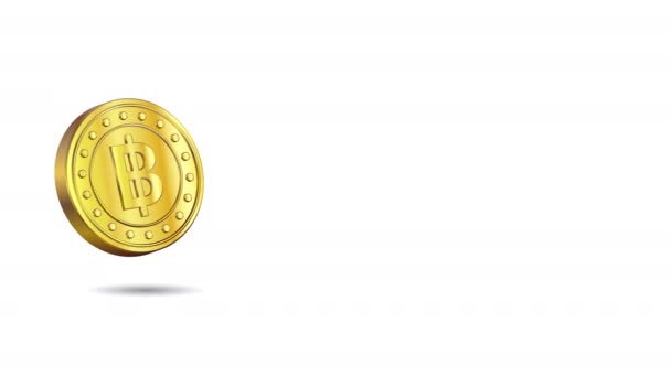 Video Animace Šablona Zlaté Mince Vanou Thajsko Měny Symbol Bílým — Stock video