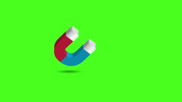 Πράσινη Οθόνη Βίντεο Κινουμένων Σχεδίων Του Σχήμα Μαγνήτη Πρότυπο Κινουμένων — Αρχείο Βίντεο