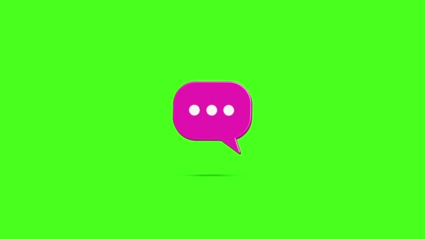 Pink Chat Bublina Animované Video Zelenou Barvou Pozadí Obrazovky Šablona — Stock video