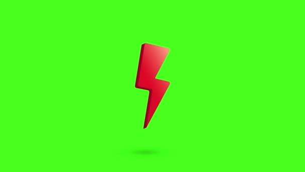 Thunder Bolt Green Screen Background Red Orange Gradient Color — Stock Video