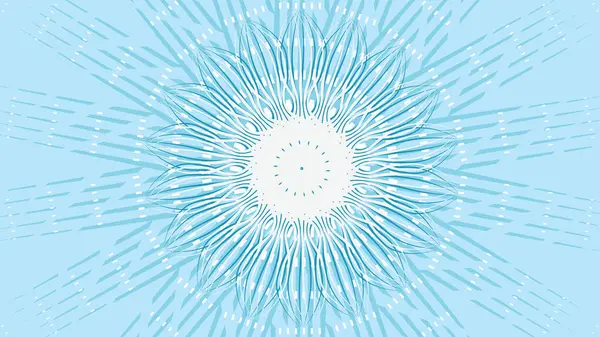 stock vector An abstract illustration featuring a symmetrical, mandala-like pattern of intricate turquoise lines radiating from a bright white center, set against a light blue background. The design exudes harmony, energy, and modern elegance.