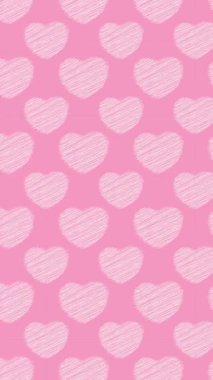 Dikey Beyaz Aşk Kalbi aşk ya da romantik temalı giriş ya da afiş için uygun yumuşak pembe arka planda karalama şablonu animasyonu