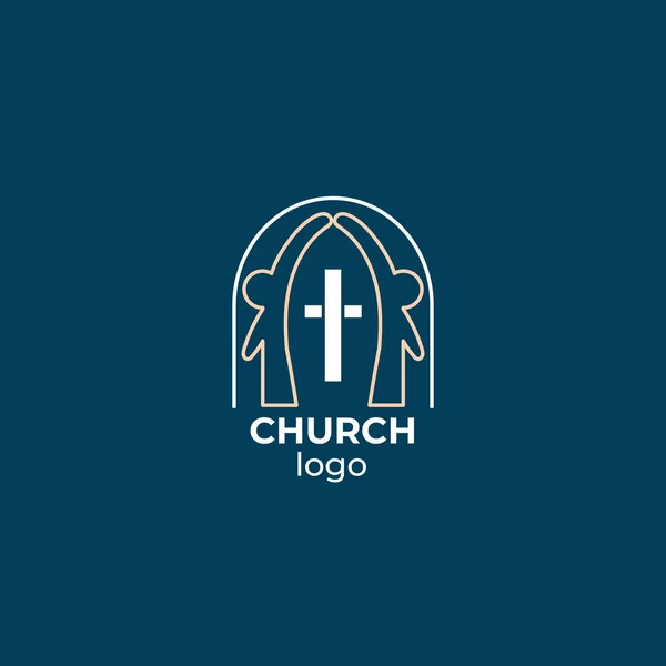 Religious Community Logo Christian Elements Branding Friends Forming Symbol Church — Stock Vector