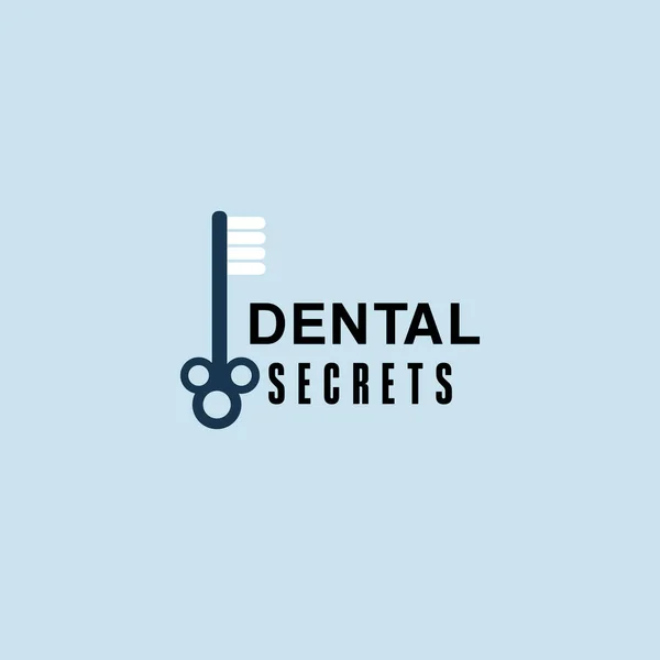 Logotipo Segredos Dentários Com Escova Dentes Formando Símbolo Chave Para — Vetor de Stock