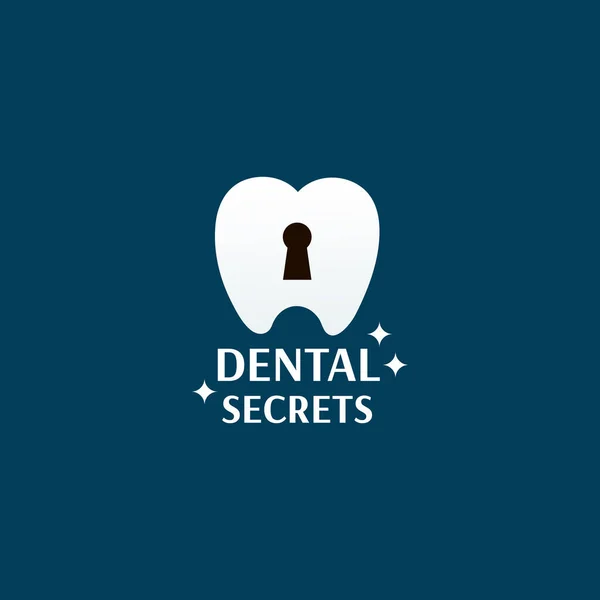 Logotipo Segredos Dentários Com Buraco Chave Símbolo Dente Para Estomatologia — Vetor de Stock