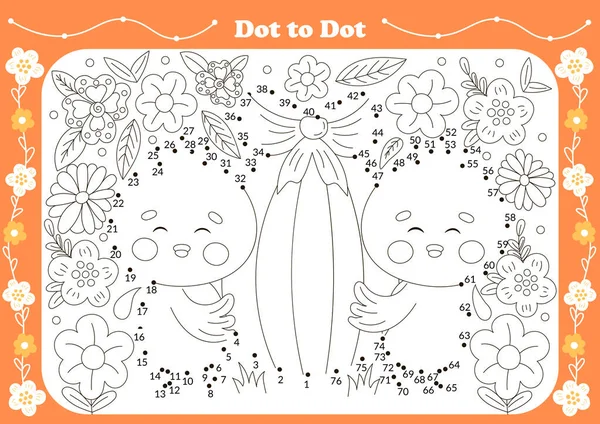 Cute Dot Dot Game Kids Easter Theamed Character Chicks Egg Stockvektor