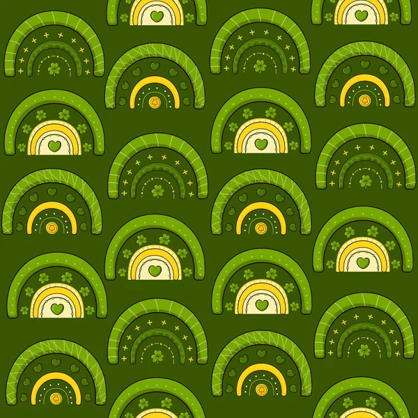 Patricks Day Muster Mit Grünen Regenbogen Boho Stil Für Grußkartendesign Vektorgrafiken