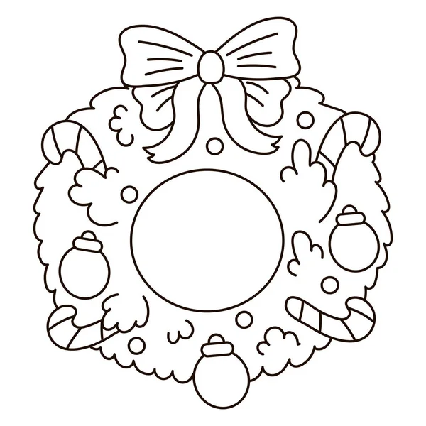 Corona Puerta Navidad Con Arco Bastones Caramelo Adornos Navidad Para — Archivo Imágenes Vectoriales
