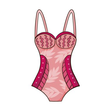 Renkli bir yaz. Grafik tasarımı için üst moda illüstrasyonlu bir mayo, yaz temalı kıyafetler.