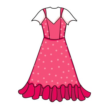 Yaz pamuğu yumuşak kızlar tatlı ve zarif pembe elbise benekli desenli moda ikon tasarımı ya da baskısı, günlük kadın kıyafeti