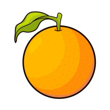 Çizgi film tarzında olgun tropikal portakal ya da yiyecek, tasarım ya da baskı için yaz meyvesi
