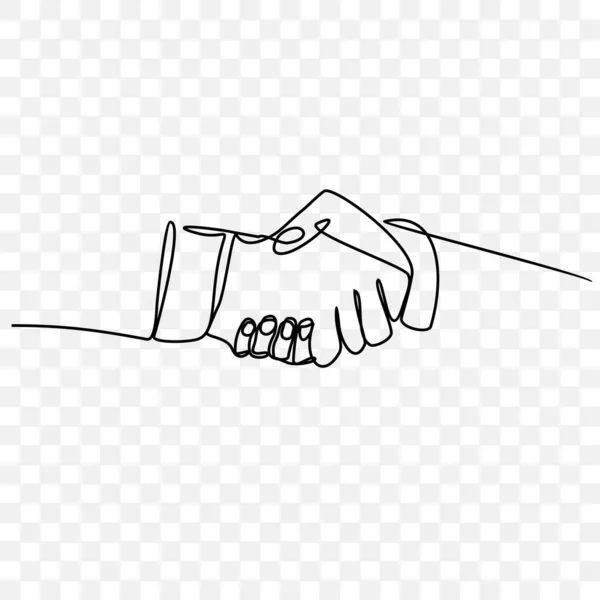 握手在两个商人之间 手绘一条线 — 图库矢量图片