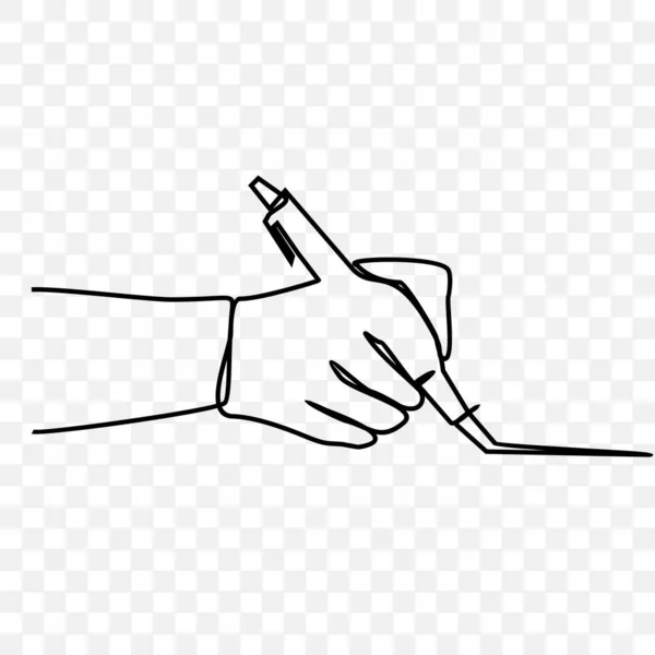 Χέρι Κρατώντας Ένα Στυλό Χέρι Σχέδιο Μία Μόνο Γραμμή — Διανυσματικό Αρχείο